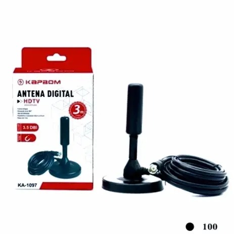  - Antenas - Kapbom Interna Externa Fio 3,0 Metros Base Im - unidade    Cod. KA-1097 Antena Digital HDTV Interna Externa Fio